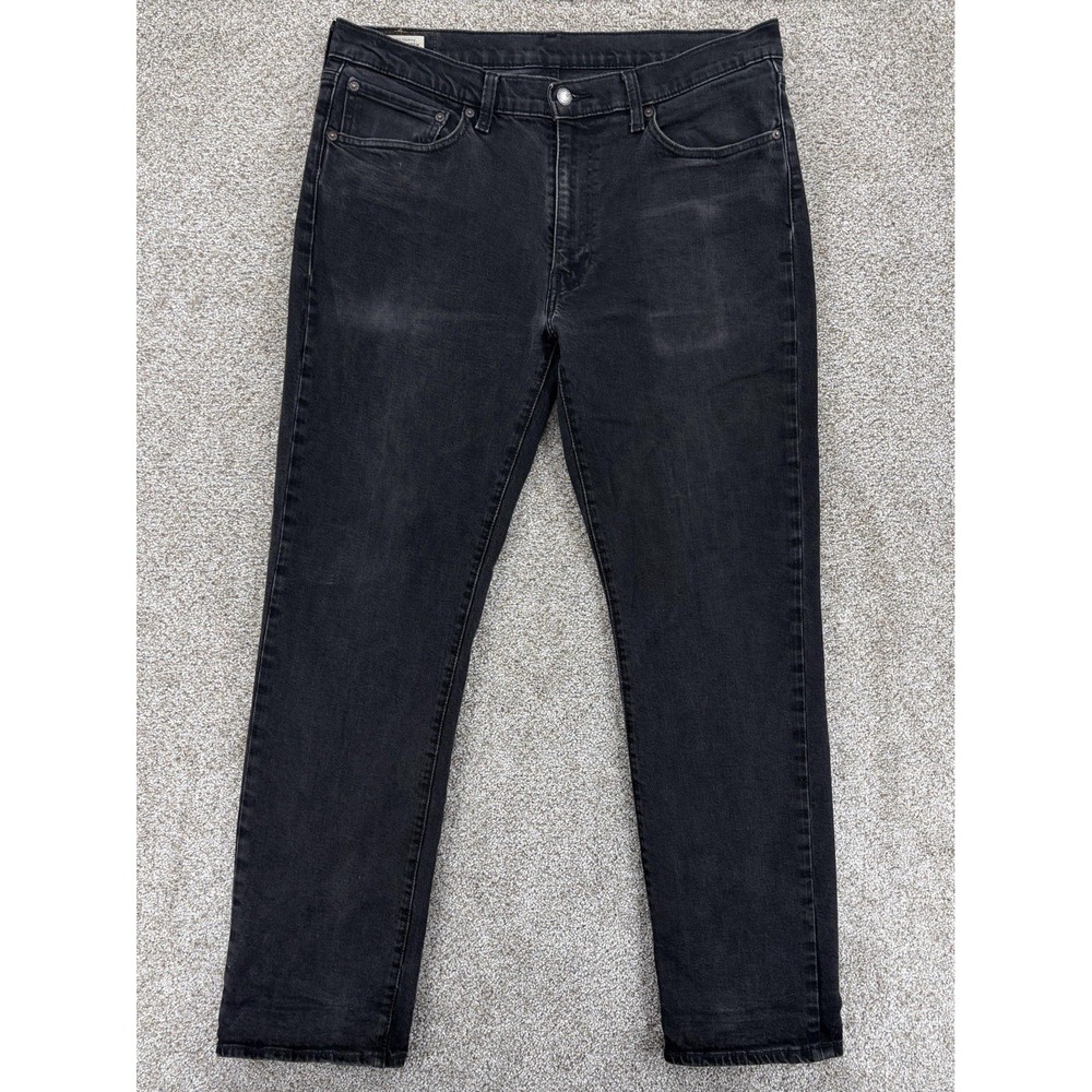 Levis 514 Premium Straight Jeans Men's 36x32 Black Leaf Wash Big E Leather Patch